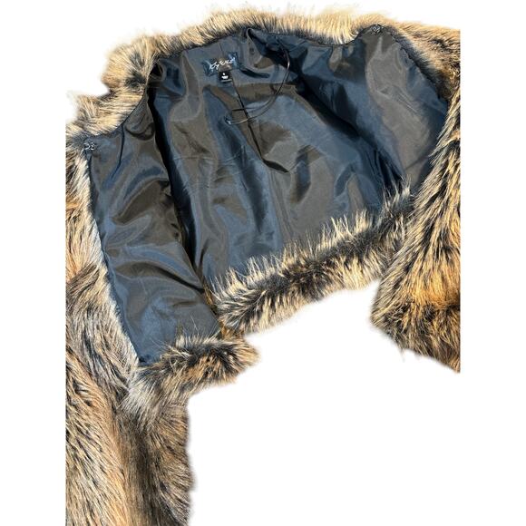Say What? Size Small Cropped Faux Fur Jacket - Picture 2 of 5